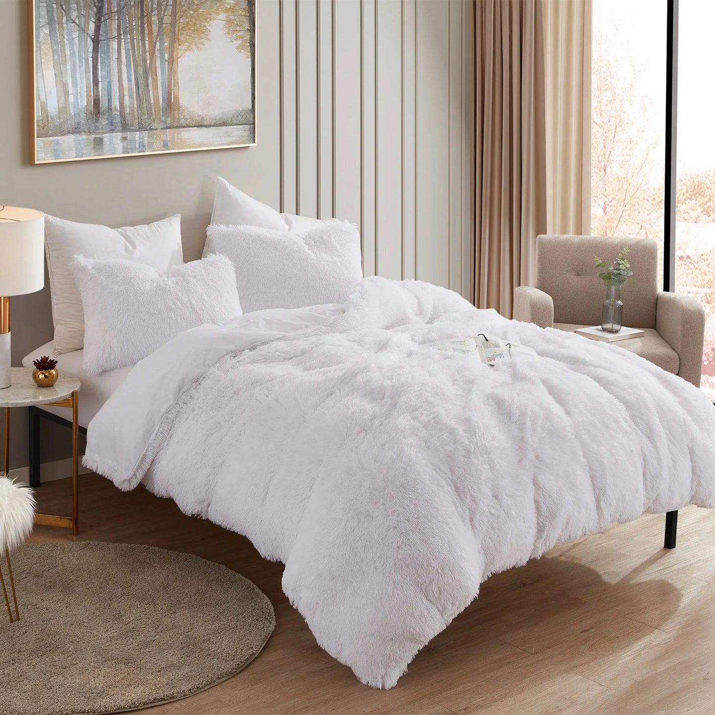 Long Plush Shaggy Comforter Set