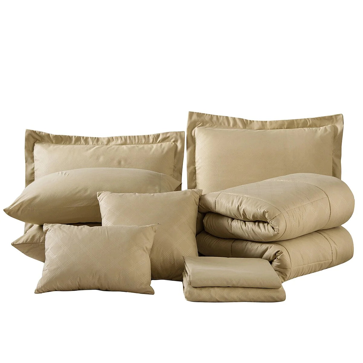 Taupe Plaid Comforter Set
