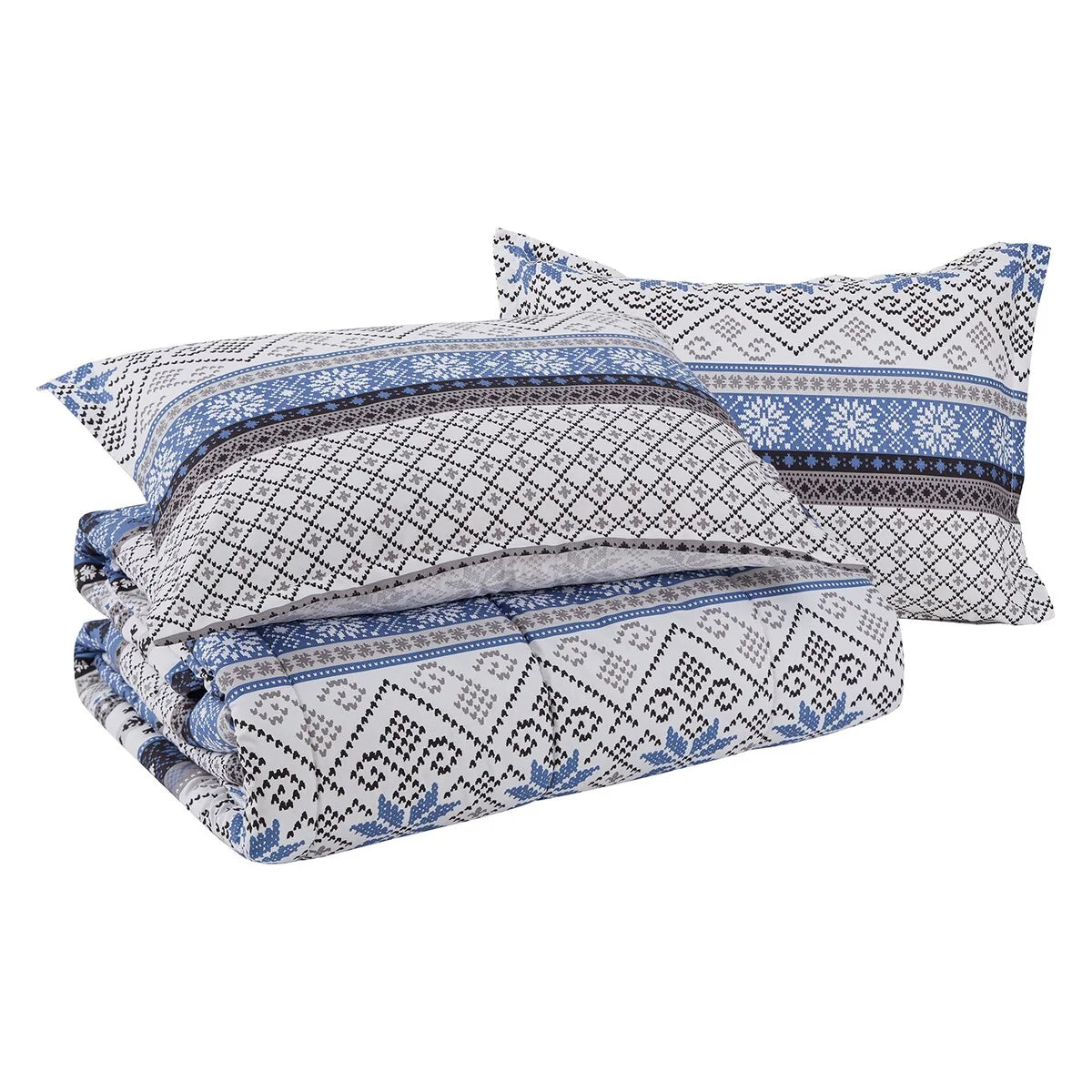 CEDAR COURT Fair Isle Blue Microfiber Comforter Set