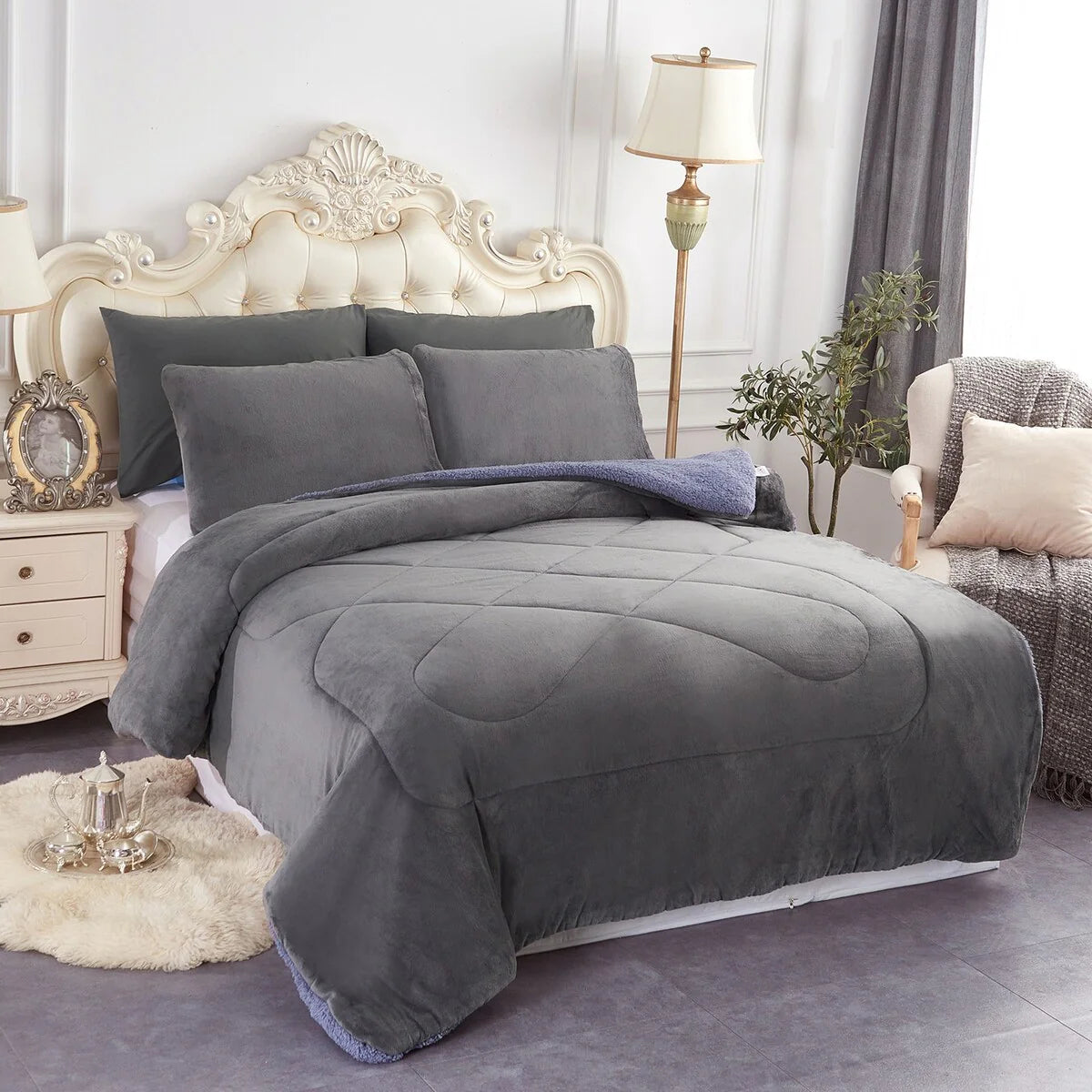 Fleece/ Sherpa Down Alternative 3-piece Comforter Set