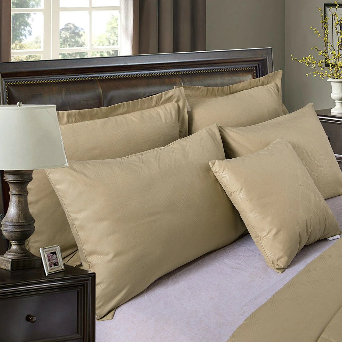 Taupe Plaid Comforter Set