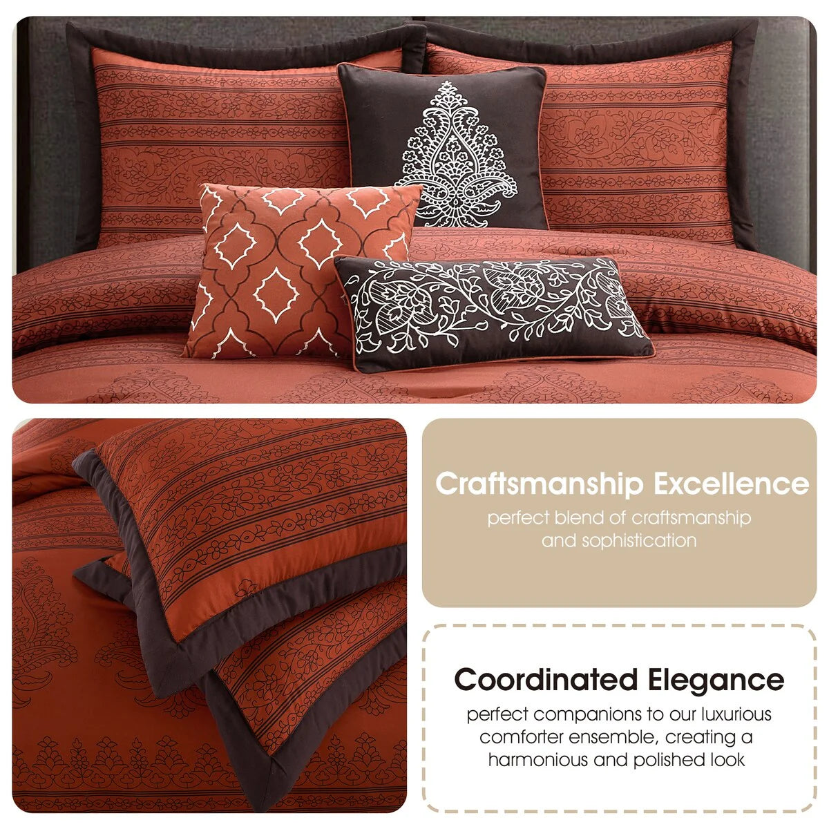 Nanshing Rhea 7 Piece Transitional Damask Comforter Set