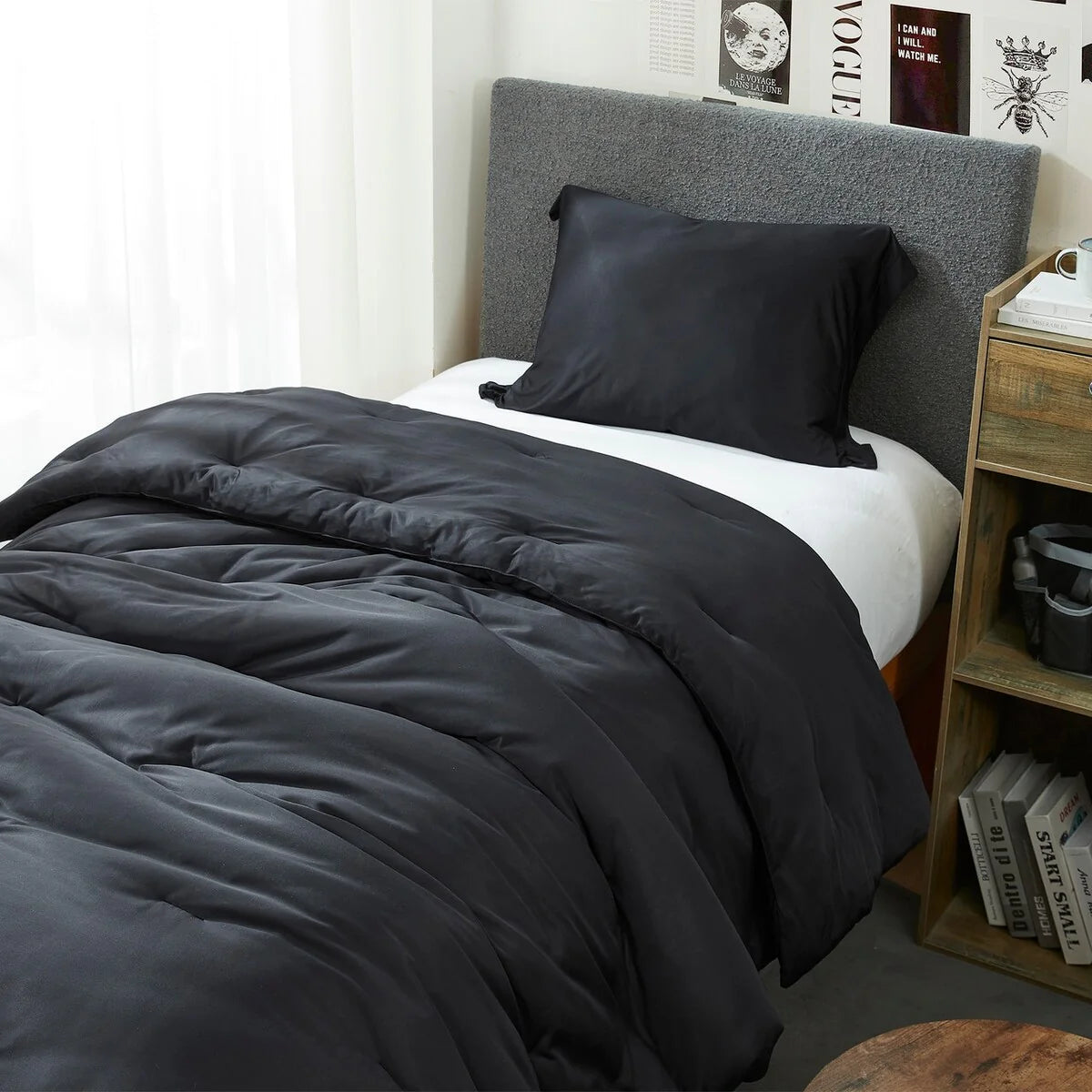 Cool as the Other Side of the Pillow - Coma Inducer? Oversized Comforter Set - Black