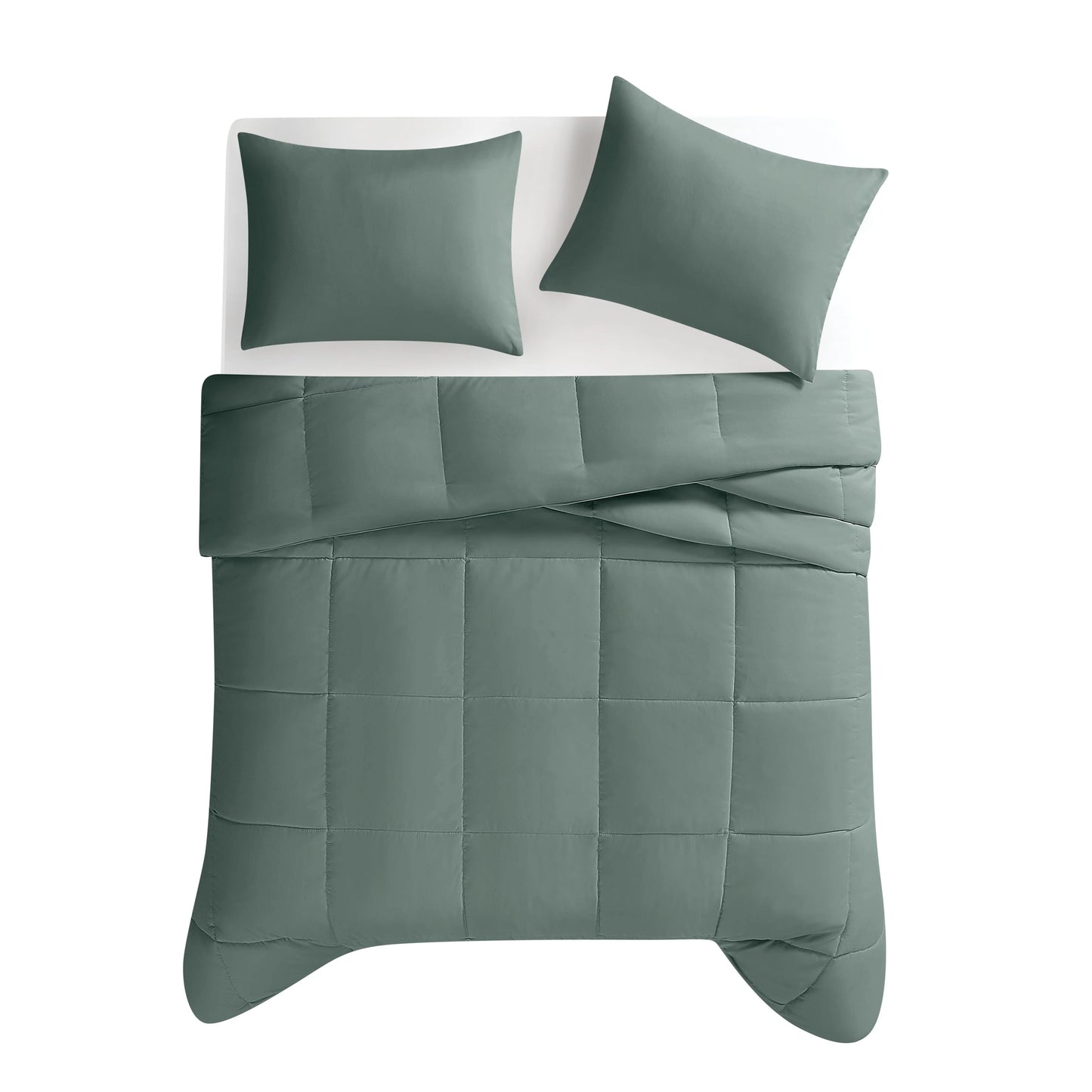 Truly Soft Green Recycled Solid Comforter Set