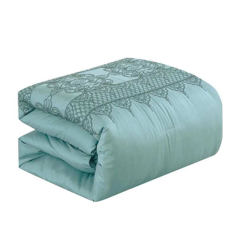 Wellco Bedding Comforter Set Bed In A Bag - 7 Piece - Luxury Oversized Comforters,Queen,King
