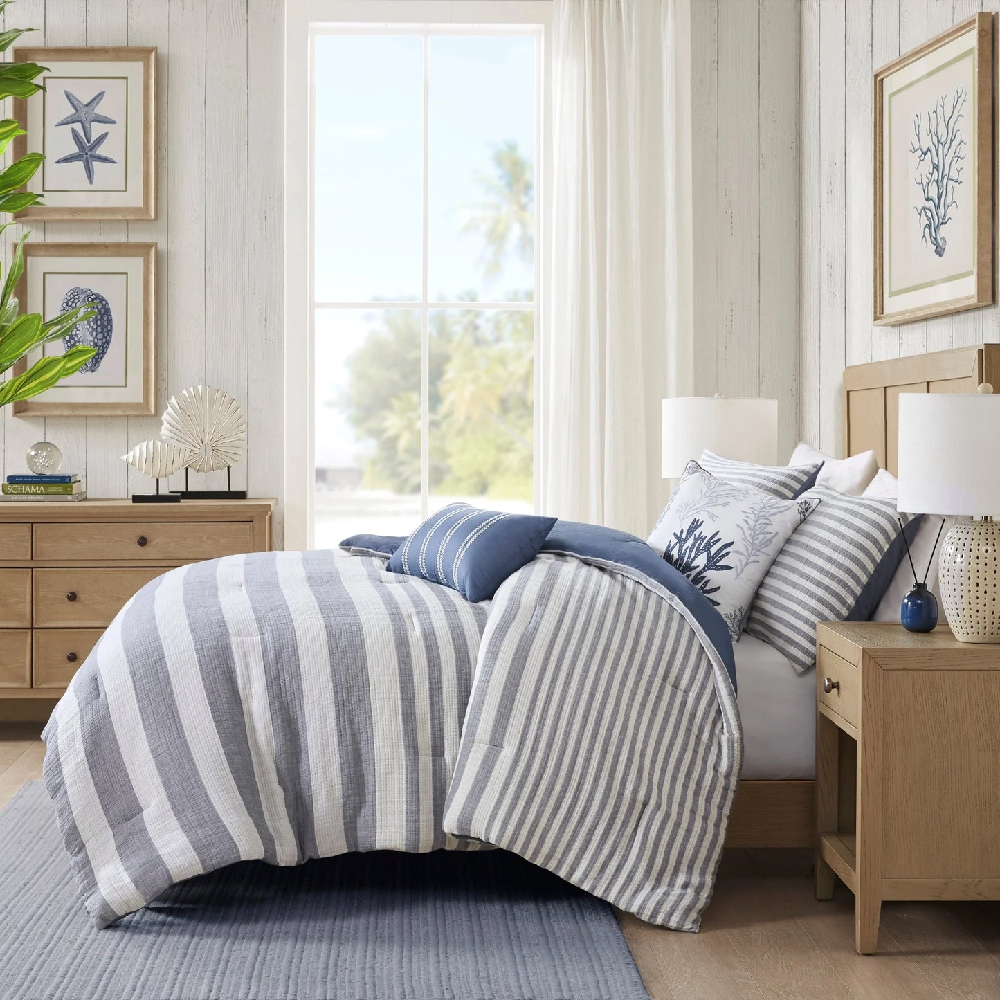 Harbor House Brooks 5 Piece Oversized Cotton Stripe Comforter Set