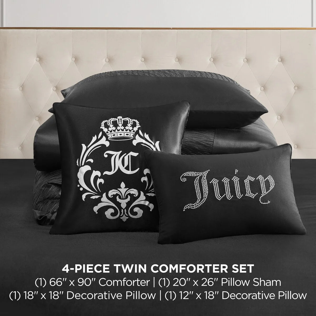 Juicy Couture Glam Night Black Stripe Comforter Bedding Set