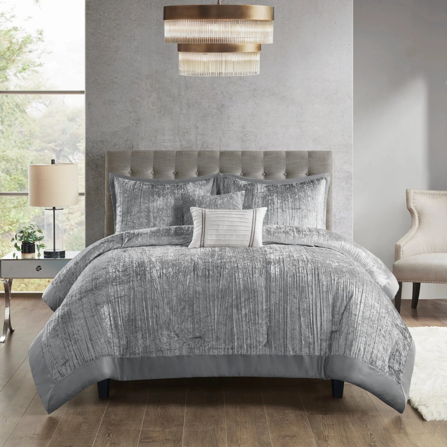 Madison Park Reagan 5 Piece Crinkle Velvet Comforter Set