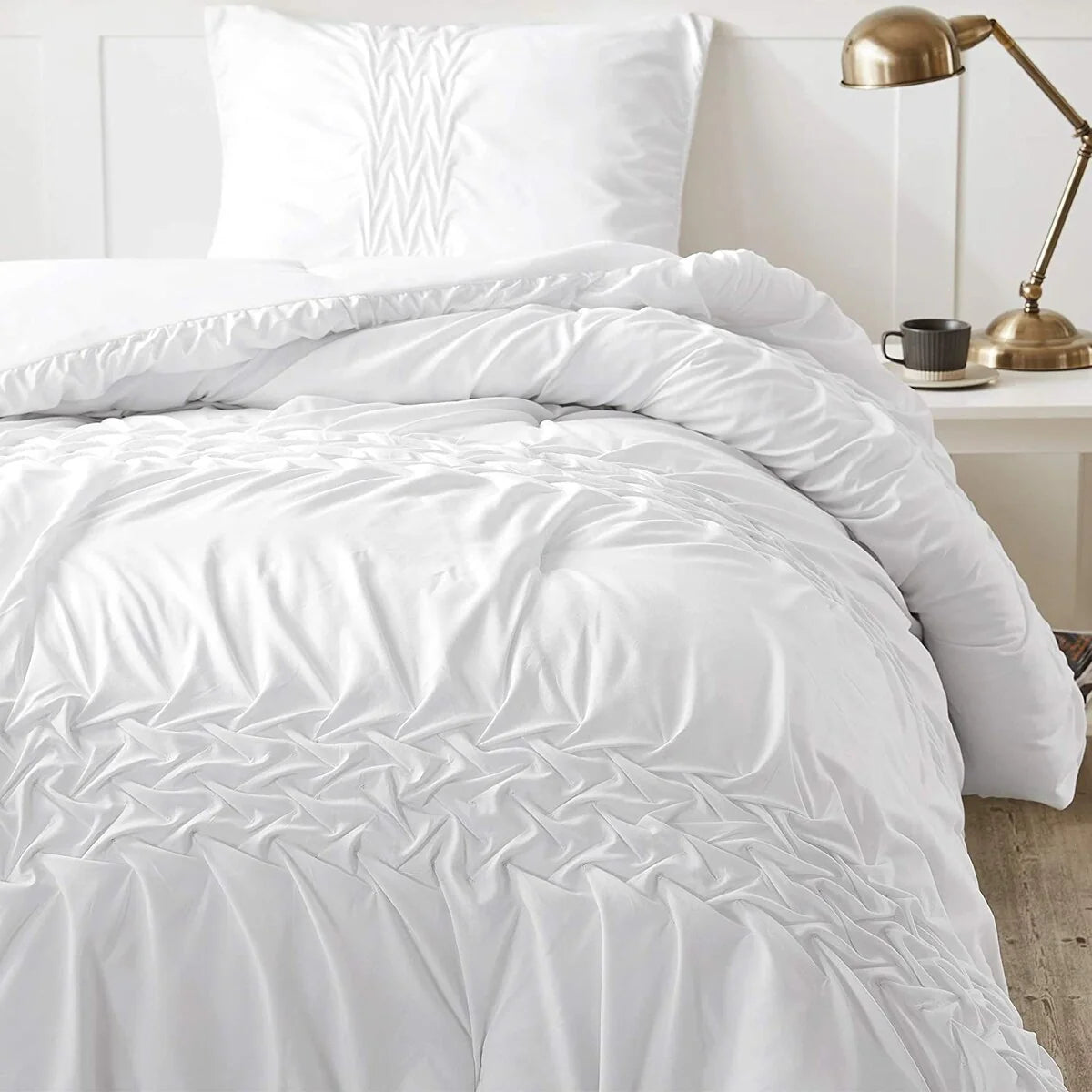 Pleated Knit and Loop Textured Oversized Comforter