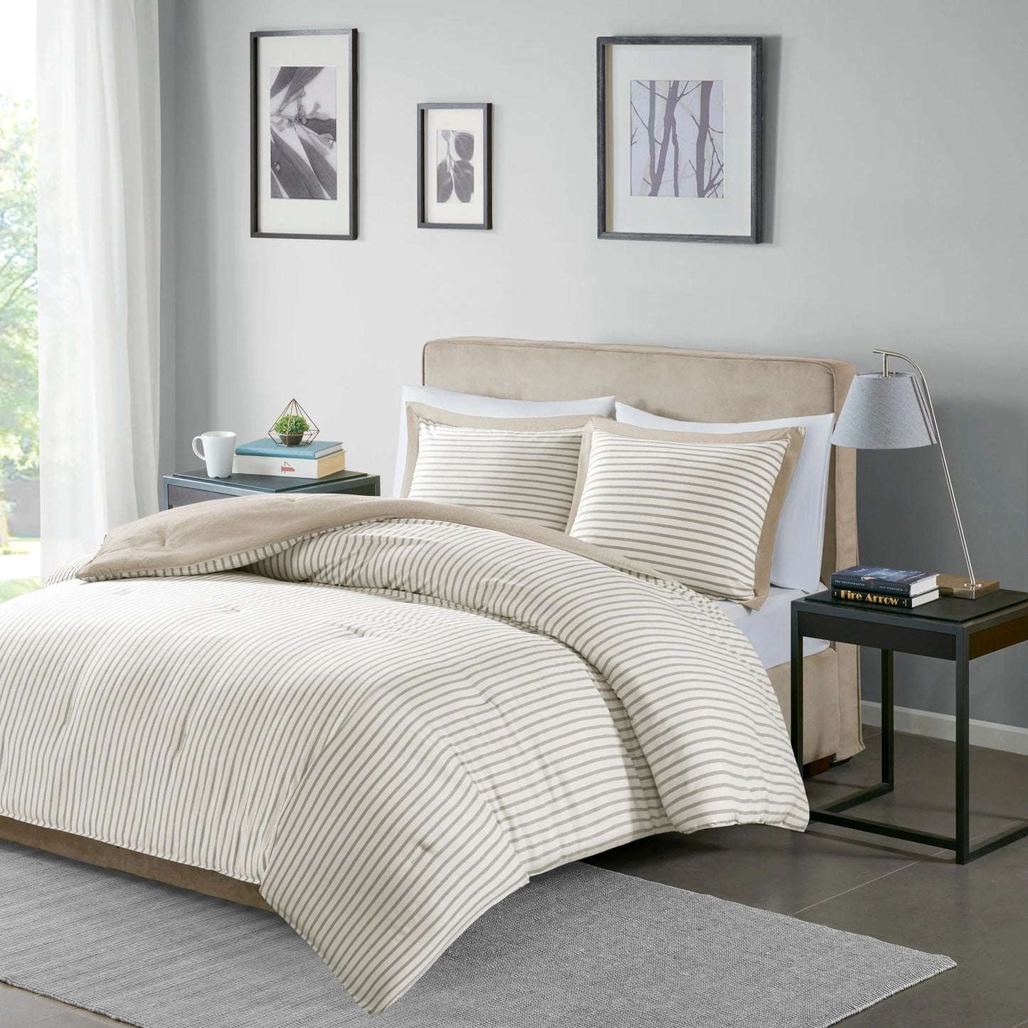 Madison Park Essentials Braydon Reversible Yarn Dyed Stripe Down Alternative Comforter Set
