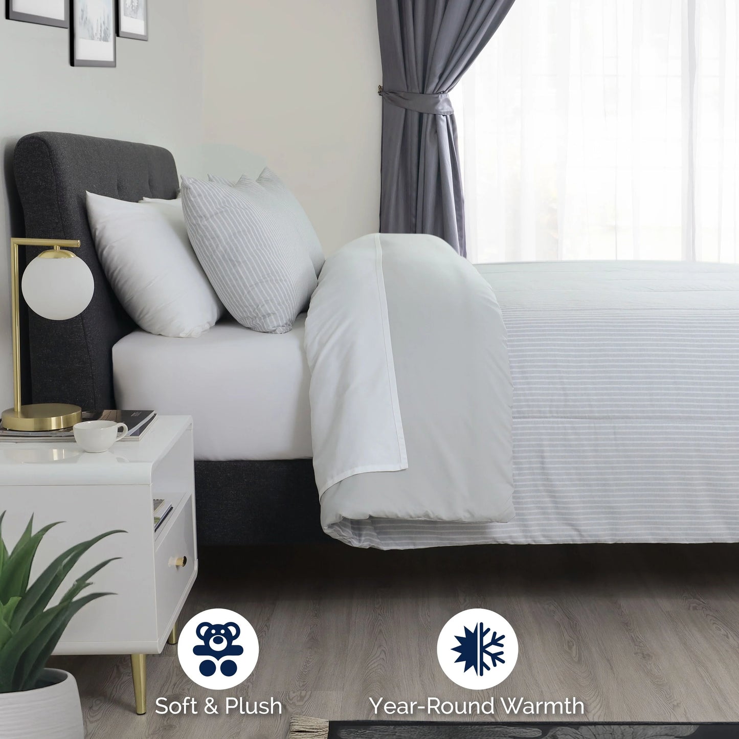 Martex Mf Reversible Comforter Pinstripe Comforter Set
