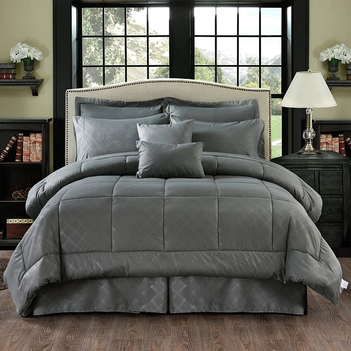 10-piece Solid Color Microfiber Comforter and Sheets Set