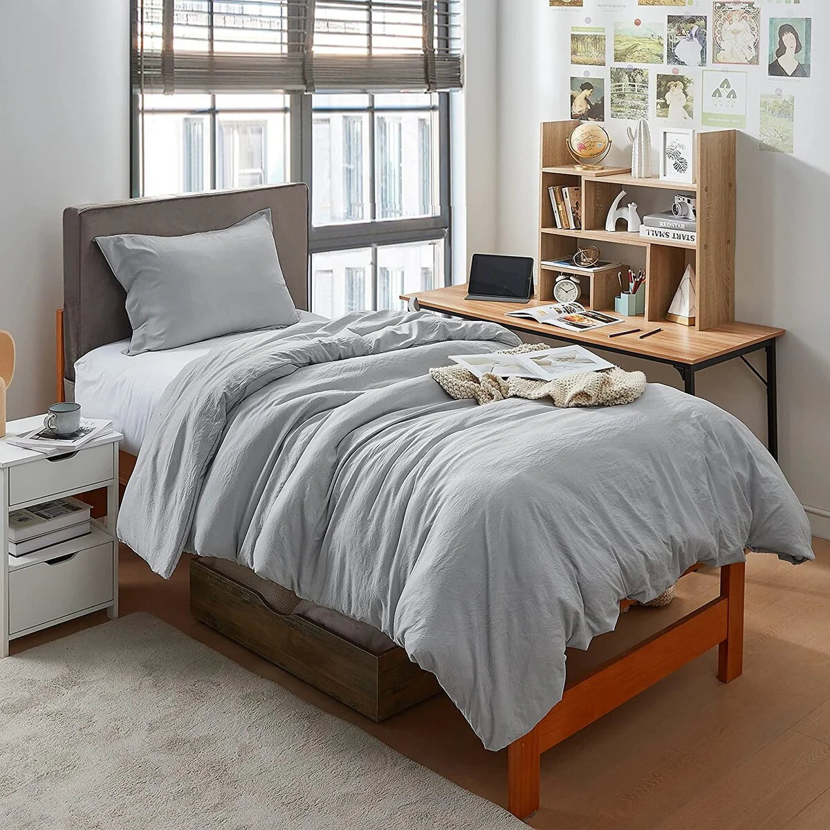 Natural Loft Oversized Comforter Set - Glacier Gray