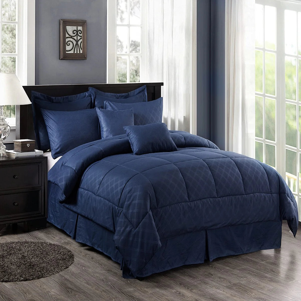 10-piece Solid Color Microfiber Comforter and Sheets Set