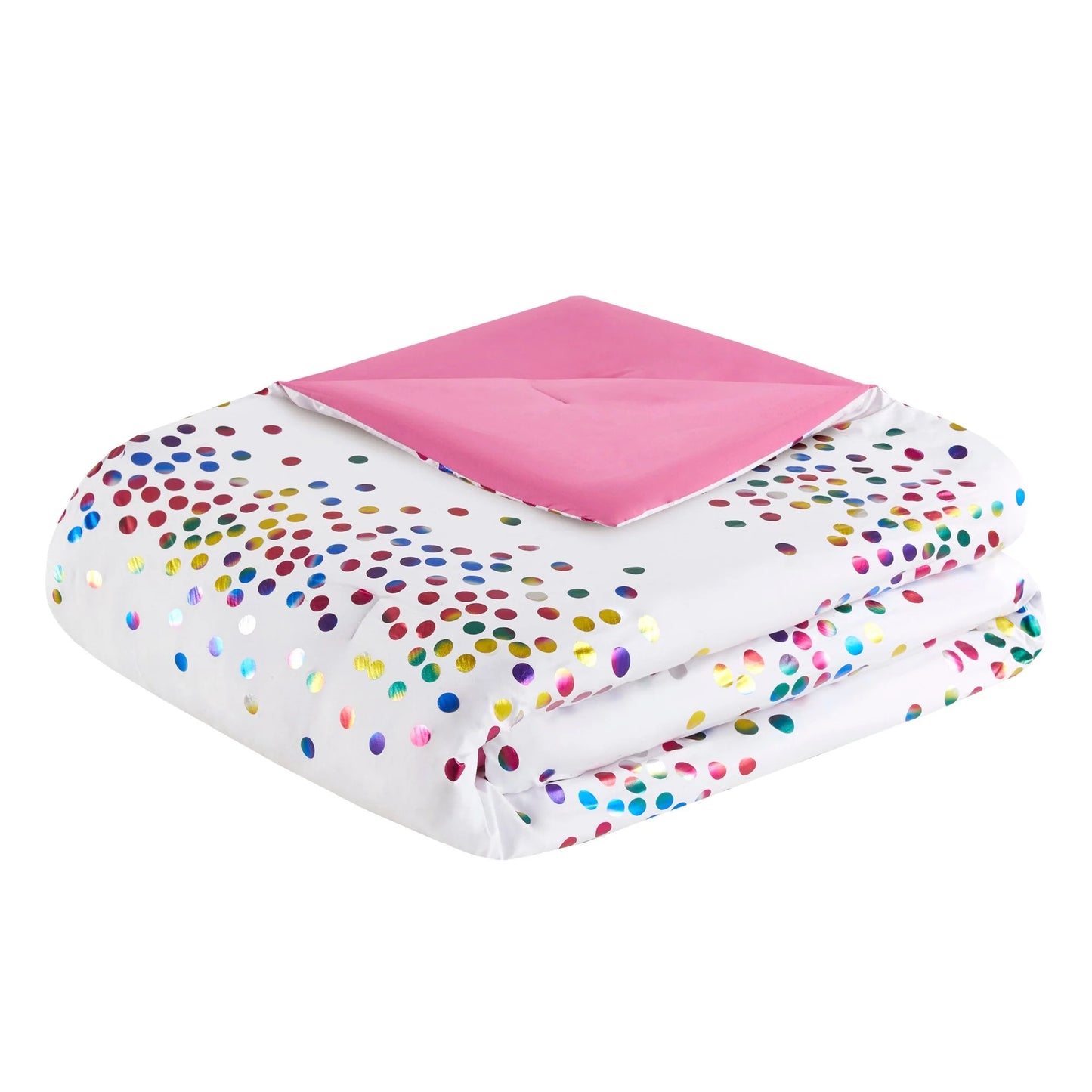 Intelligent Design Cora Rainbow Iridescent Metallic Dot Comforter Set