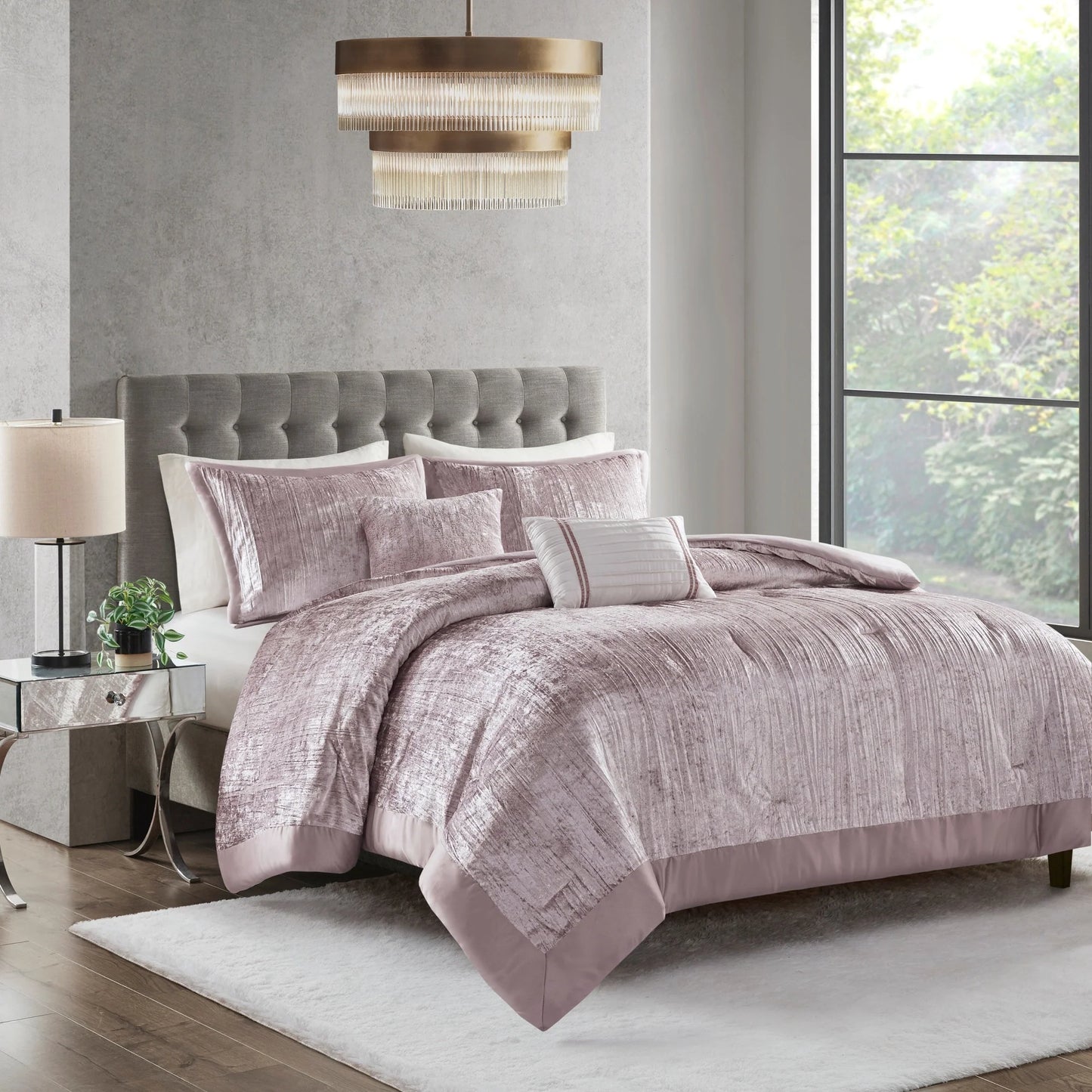 Madison Park Reagan 5 Piece Crinkle Velvet Comforter Set