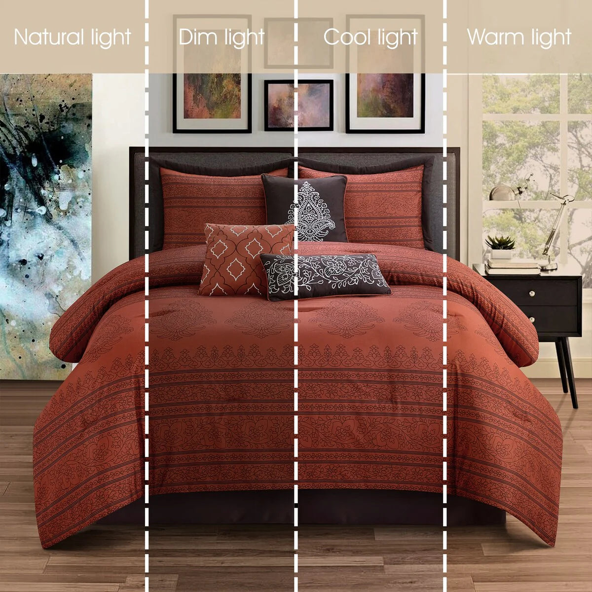 Nanshing Rhea 7 Piece Transitional Damask Comforter Set