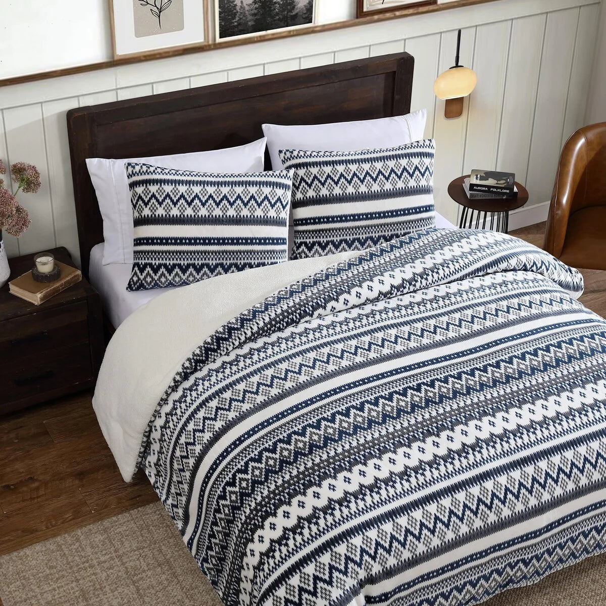 Eddie Bauer Shelton Fair Isle Plush Reversible Comforter Set