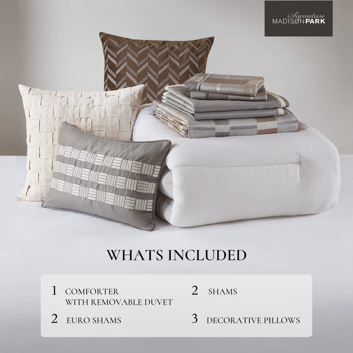Madison Park Signature Prescott Jacquard Oversized Duvet Style Comforter Set