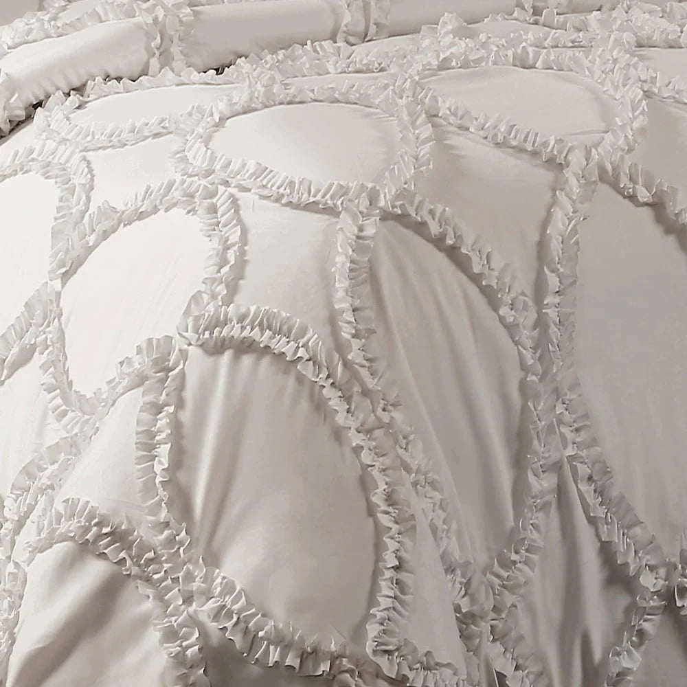 Lush Decor Avon Ruffled White 3-piece Comforter Set