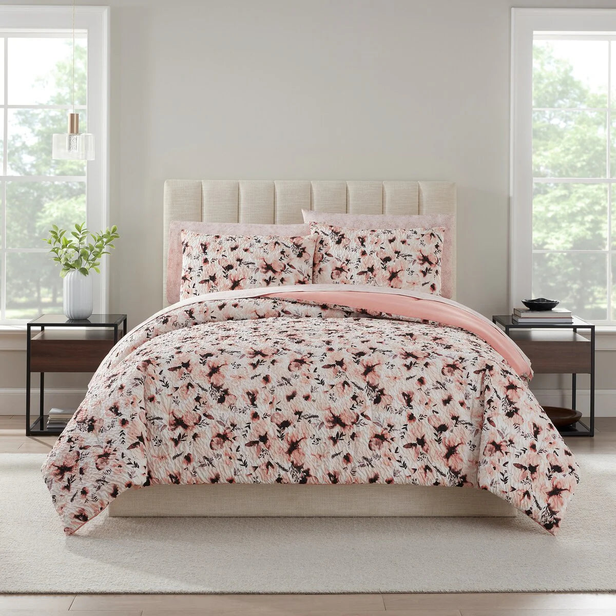 Nine West Nora Floral Printed Texture Bedding Set