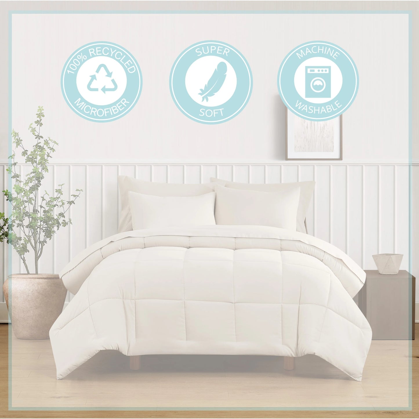 Truly Soft Green Recycled Solid Comforter Set