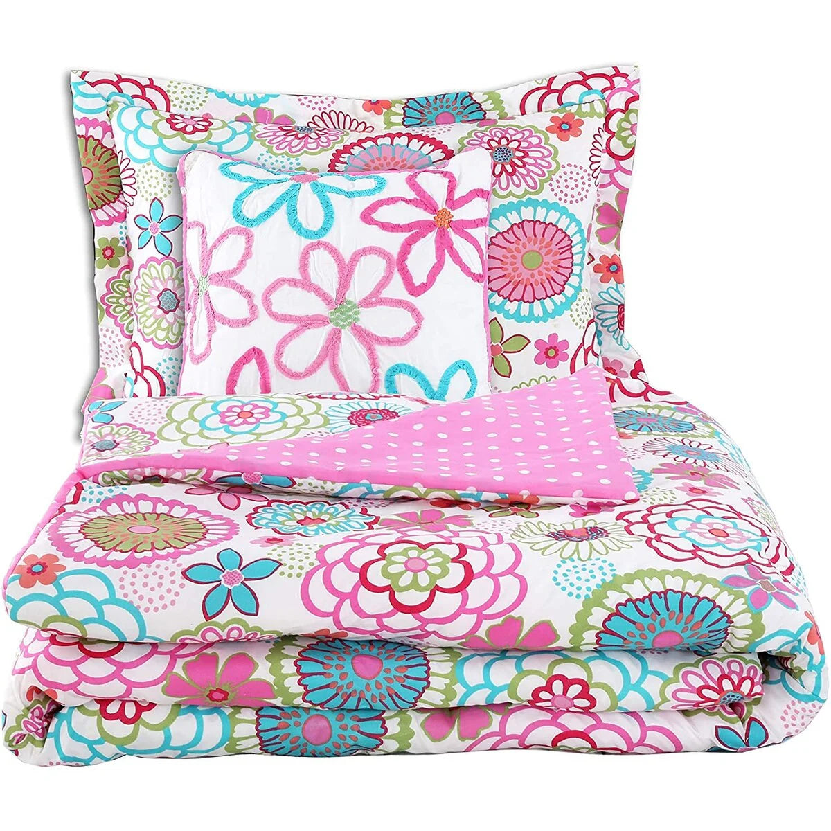 Cozy Line Mariah Floral Polka Dot Comforter Set with Decorative Pillow