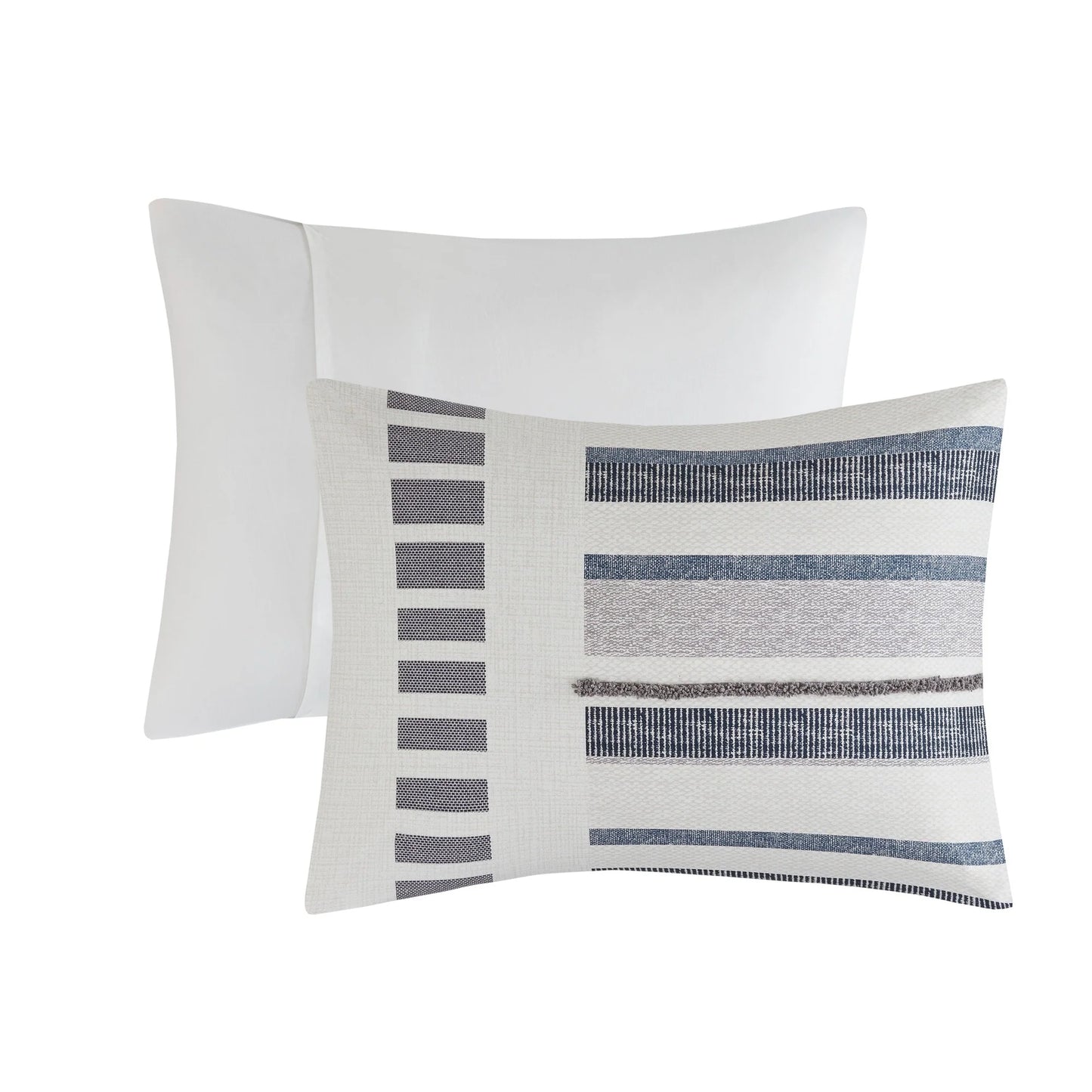 INK+IVY Serena 3 Piece Cotton Printed Comforter Set w/trims Navy