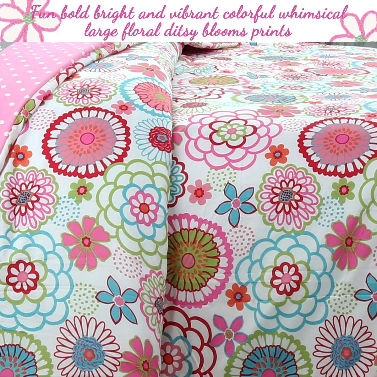 Cozy Line Mariah Floral Polka Dot Comforter Set with Decorative Pillow