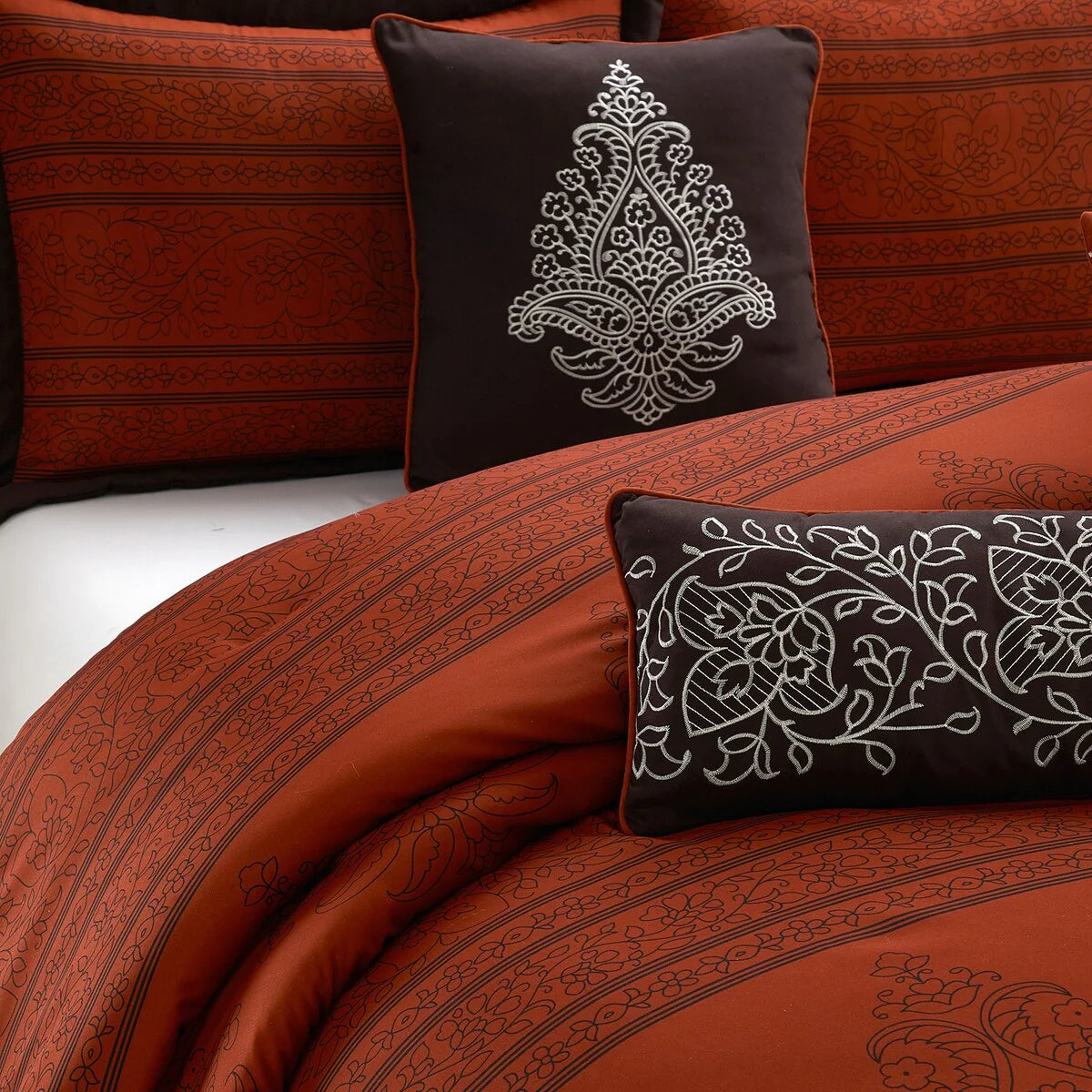 Nanshing Rhea 7 Piece Transitional Damask Comforter Set