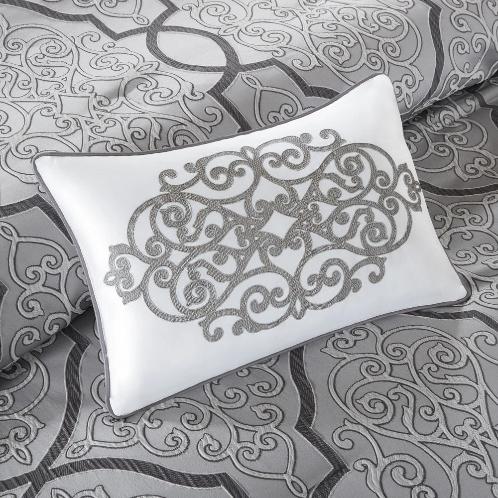 Madison Park Anouk Silver 12 Piece Comforter Set with Cotton Bed Sheets