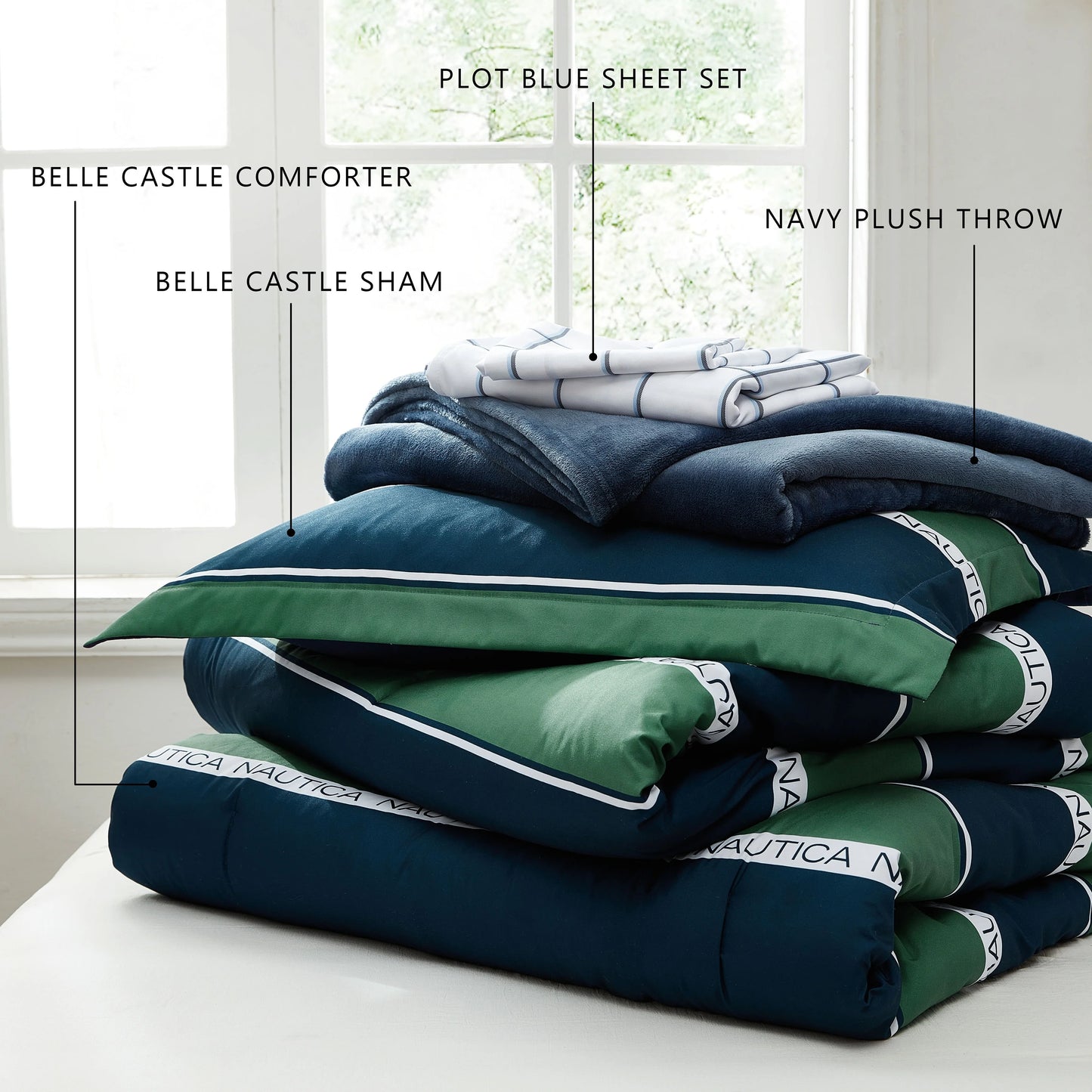 Nautica Bellecastle Reversible Navy Comforter Set
