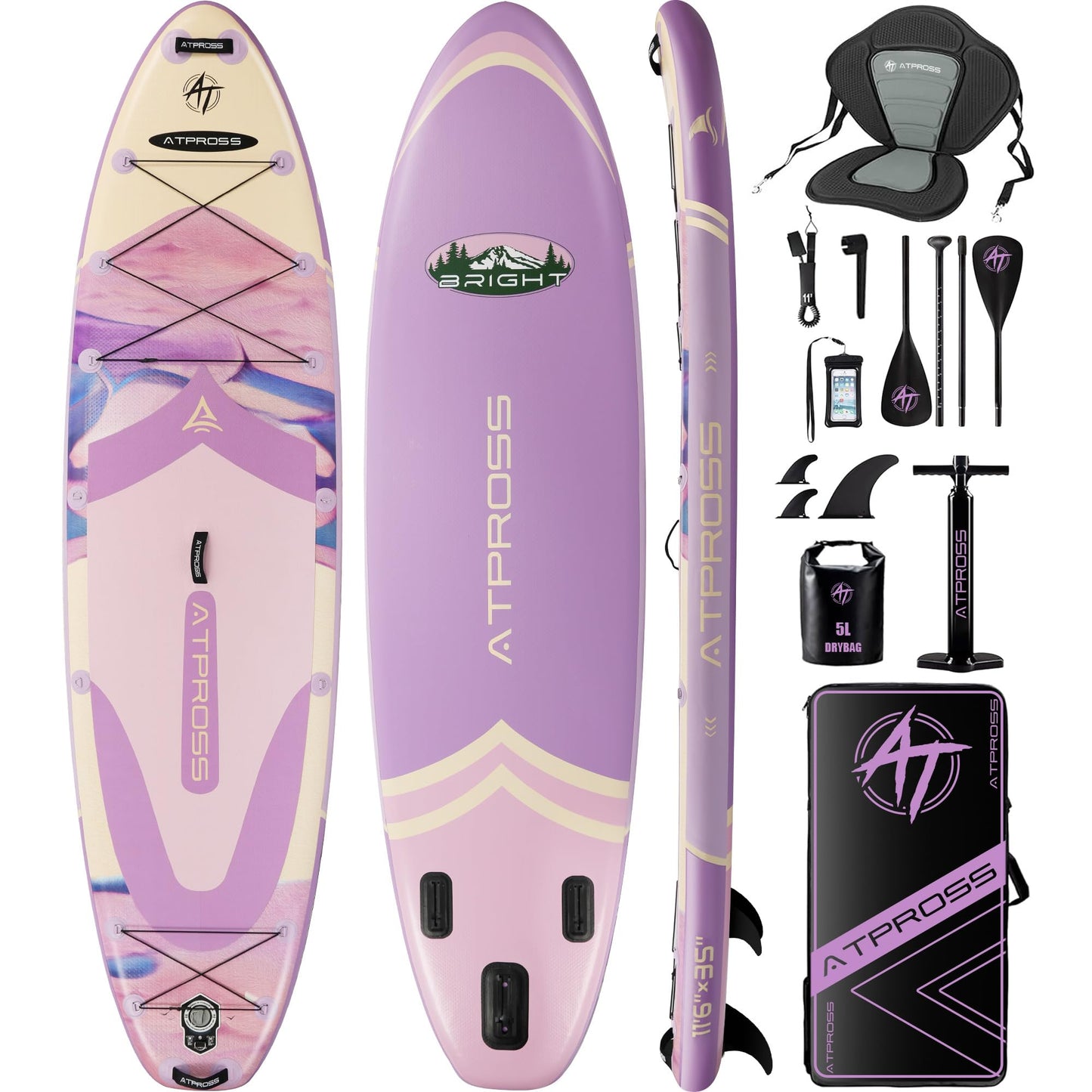 11'6"x35" Inflatable Stand Up Paddle Board 450LBS Weight Capacity Extra Wide Non-Slip Stable Deck Adult SUP,Premium Accessories Kit & Backpackfor Yoga, Fishing, Surf