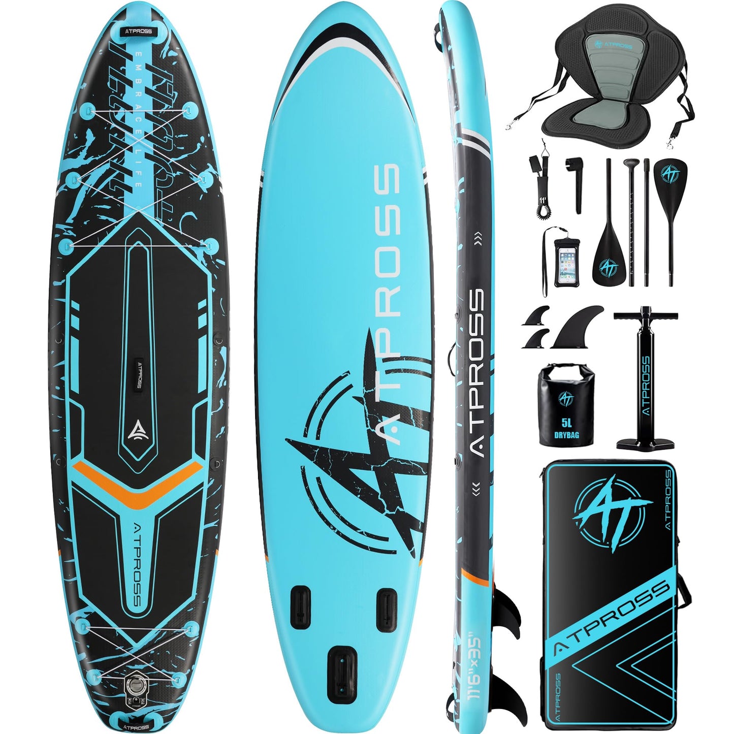 11'6"x35" Inflatable Stand Up Paddle Board 450LBS Weight Capacity Extra Wide Non-Slip Stable Deck Adult SUP,Premium Accessories Kit & Backpackfor Yoga, Fishing, Surf