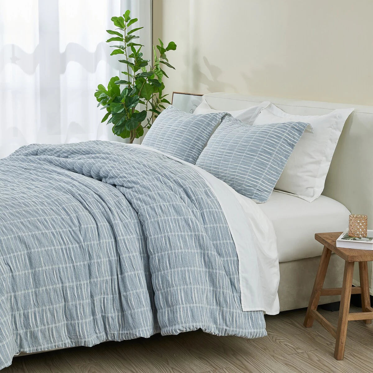 Patina Vie Maison Down Alternative Reversible Puckered Stripe 3 Pc. Comforter Set
