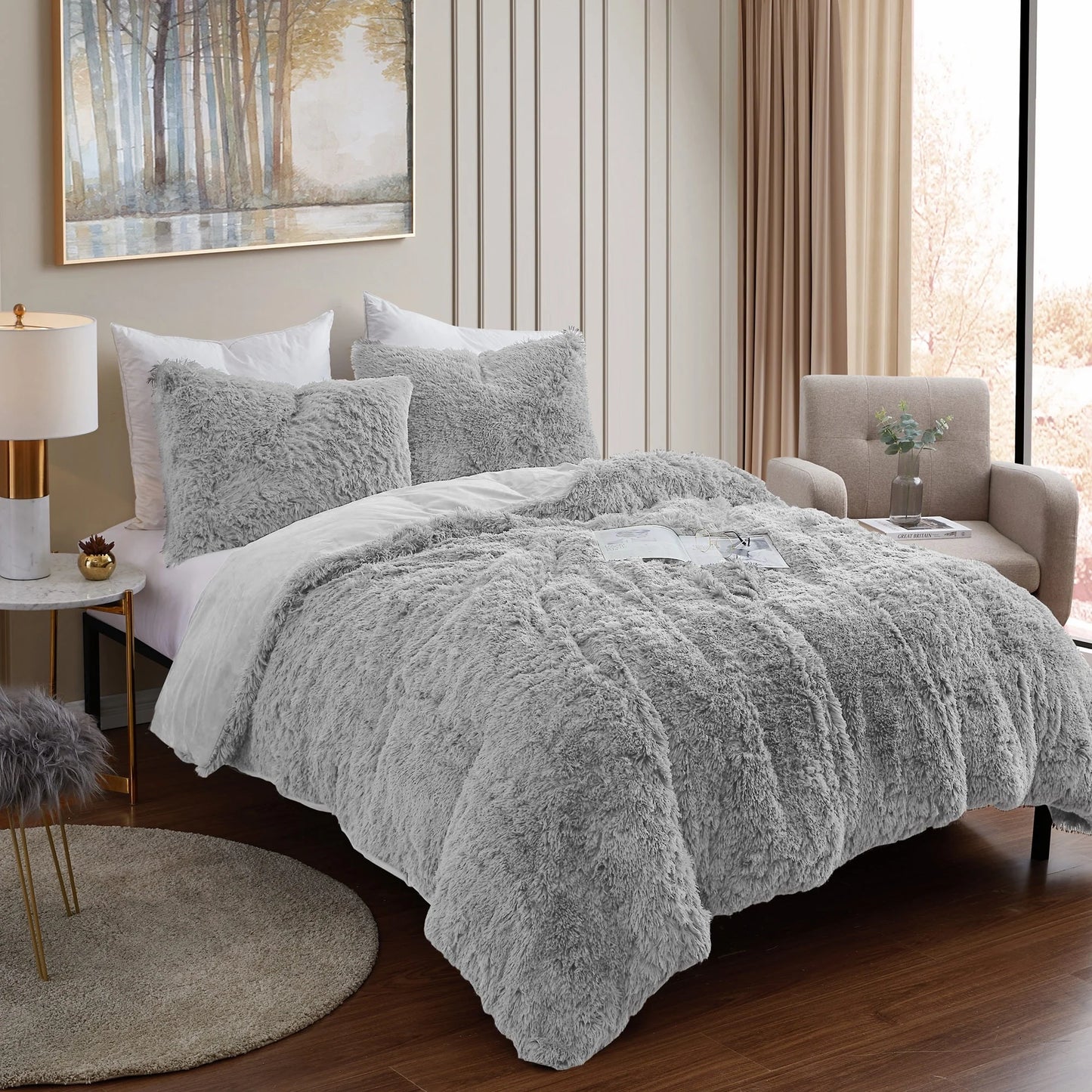 Long Plush Shaggy Comforter Set