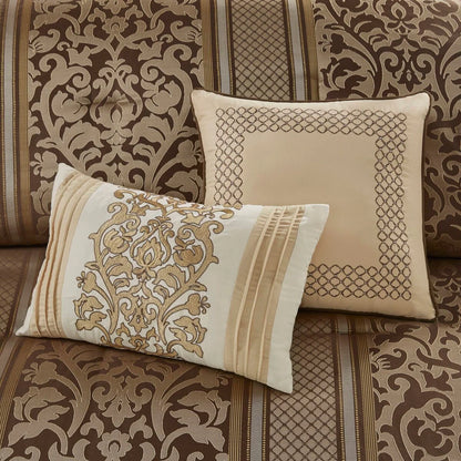 Madison Park Bella 6 Piece Jacquard Comforter Set with Throw Pillows