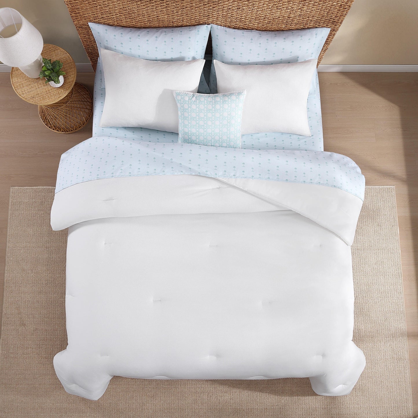Tommy Bahama Seersucker Solid Reversible 8 Piece Comforter Bonus Set