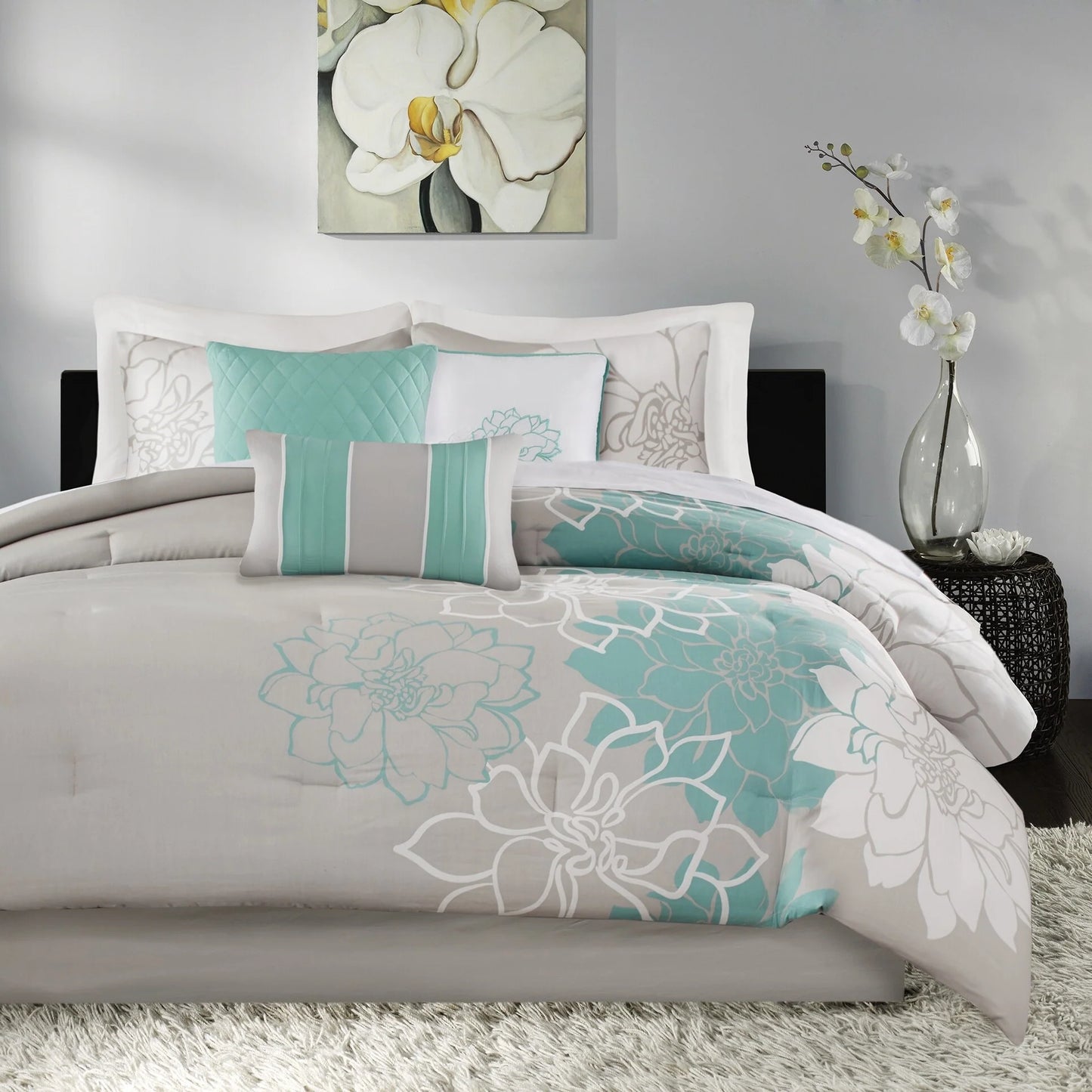 Madison Park Brianna Aqua Cotton Comforter Set