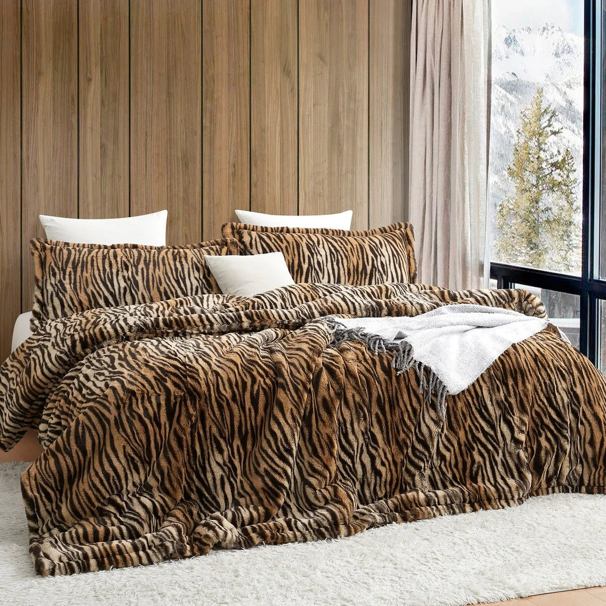 There's a Bengal in My Bed - Coma Inducer? Oversized Comforter Set - Black and Orange Stripes