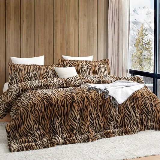 There's a Bengal in My Bed - Coma Inducer? Oversized Comforter Set - Black and Orange Stripes