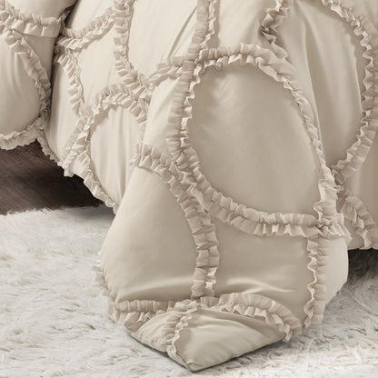 Lush Decor Avon Ruffled White 3-piece Comforter Set