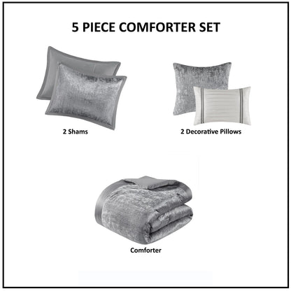 Madison Park Reagan 5 Piece Crinkle Velvet Comforter Set