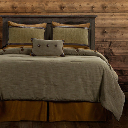 Paseo Road Highland Lodge Olive Brown Rustic Bedding 5 Piece Comforter Set with Bed Skirt, Shams, & Accent Pillow