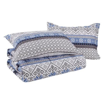 CEDAR COURT Fair Isle Blue Microfiber Comforter Set