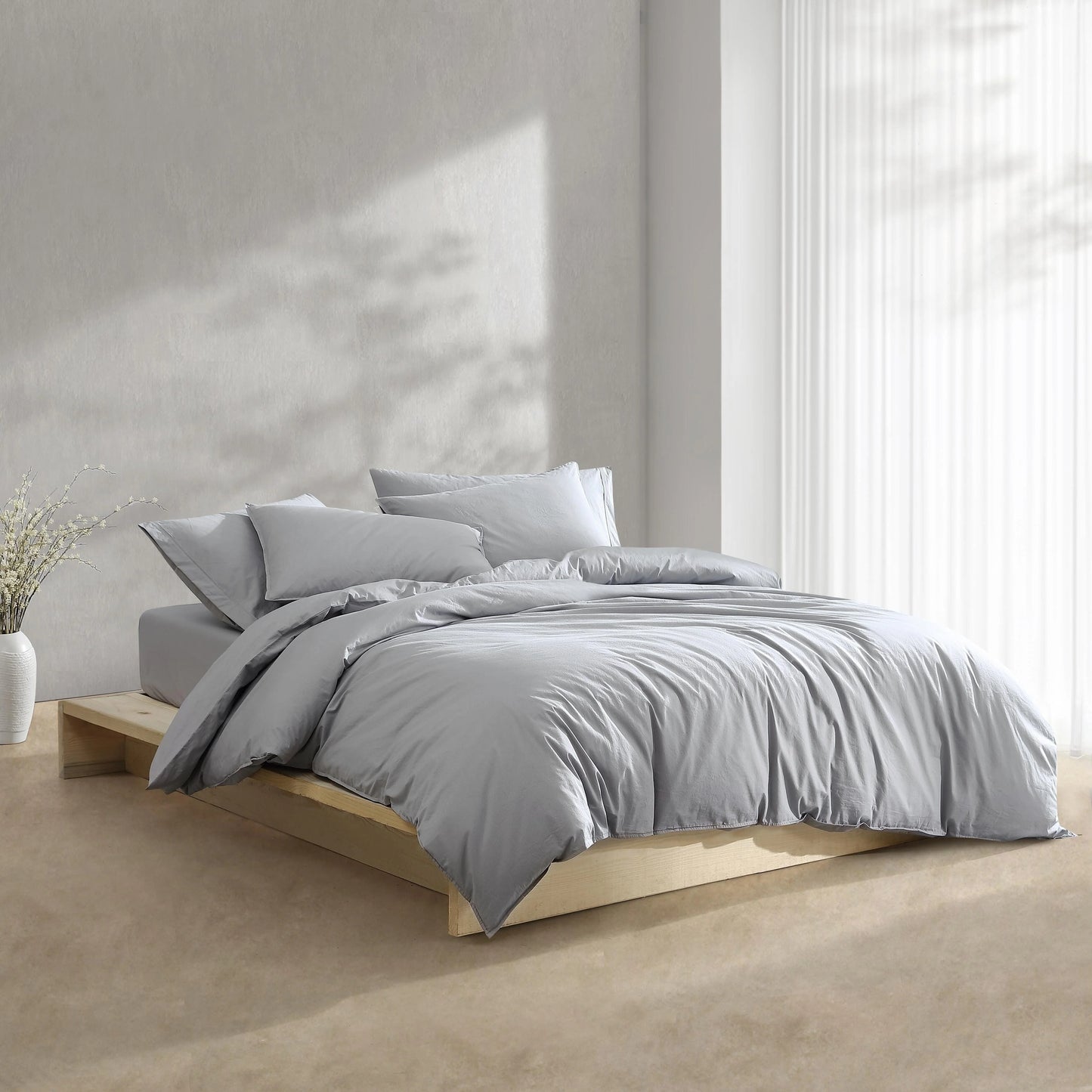 Calvin Klein Washed Percale Cotton Solid Comforter Set