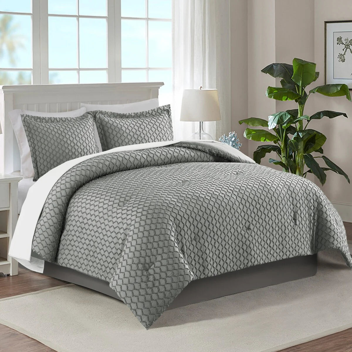 Boho Comforter Set,Tufted Design Bedding Set