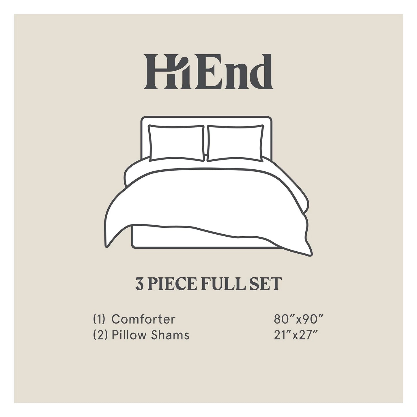 HiEnd Accents Windowpane Plaid Modern Rustic Bedding 3 Piece Comforter Set