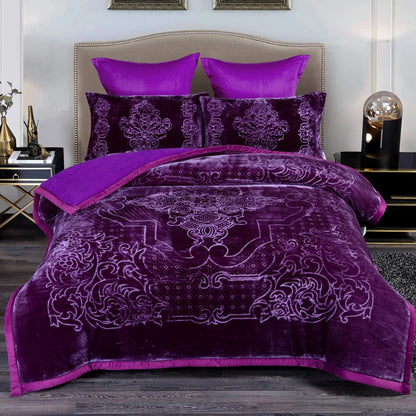 Ultra Plush Printed 3-piece Sherpa Borrego Comforter Set