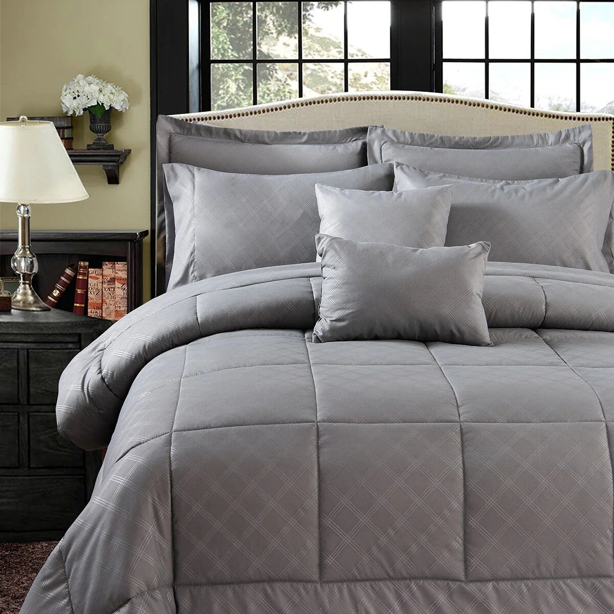 10-piece Solid Color Microfiber Comforter and Sheets Set